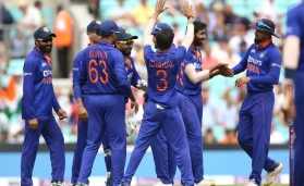Team India celebrates Jasprit Bumrah's  6/19 in first ODI against England