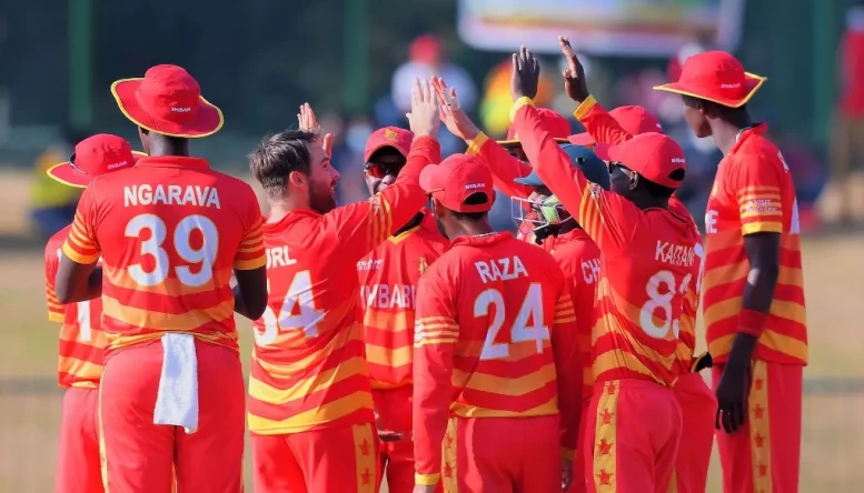 Zimbabwe Team celebrate win over Australia