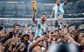 Argentina celebrate their win.
