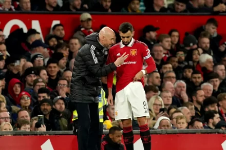 Bruno Fernandes and Erik Ten Hag.