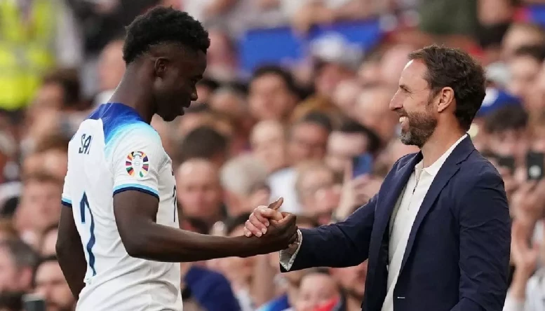 Bukayo Saka and Gareth Southgate.