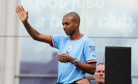 Manchester City's Fernandinho during the Premier League trophy parade in Manchester
