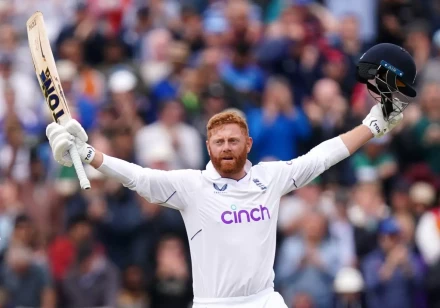 England's Jonny Bairstow celebrates a century during day three of the fifth LV= Insurance Test Series match at Edgbaston Stadium, Birmingham