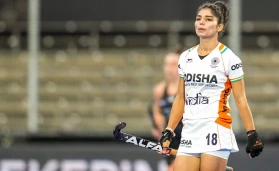Udita of India during the FIH Hockey Women's World Cup 2022 match between India and New Zealand at the Wagener Hockey Stadium