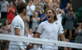 All England Lawn Tennis and Croquet Club, London, England; Wimbledon Tennis tournament; Matthew Ebden (AUS) and Max Purcell (AUS) celebrate winning the Gentlemen's Doubles Final