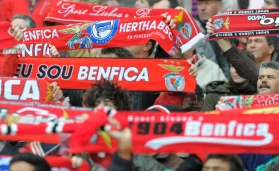Benfica's fans cheer their team during UEFA Europa League