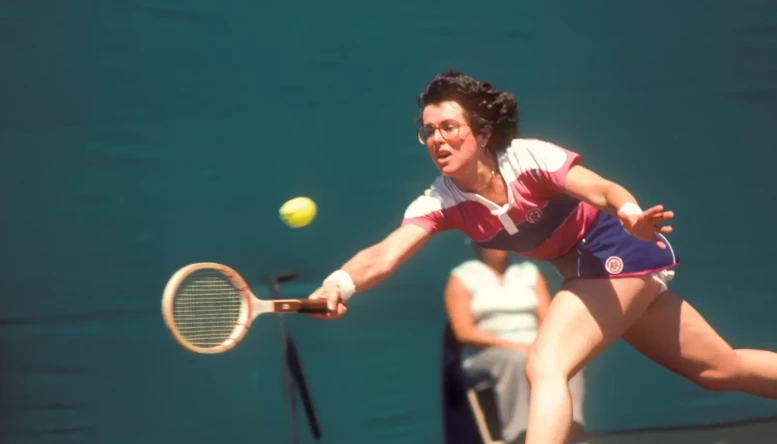 Billie Jean King in action at the Clairol Crown tennis tournament at La Costa Resort in Carlsbad, California in April 1980