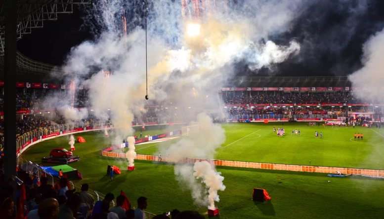 Fireworks after final whistle in ISL