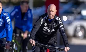 Erik ten Hag bikes during downtime whilst in Portugal with Ajax
