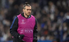 Gareth Bale warms up during Real's Champions League match with PSG in February