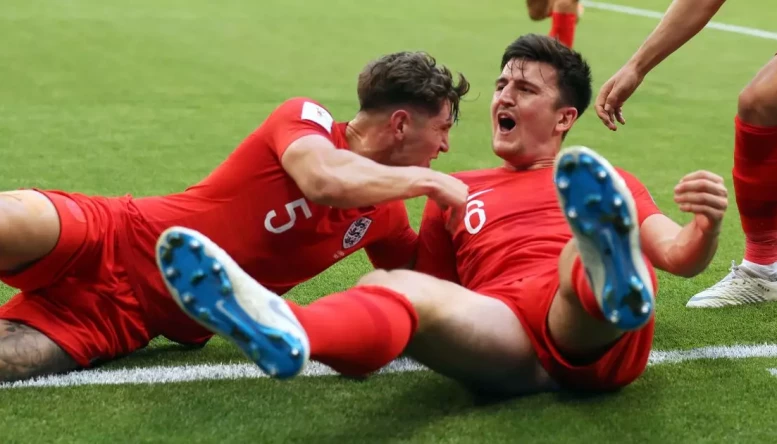 Harry Maguire and John Stones celebrates goal