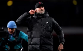Jurgen Klopp reacts after Liverpool's Premier League match at the Emirates