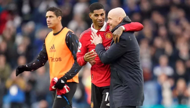 Erik ten Hag and Marcus Rashford.