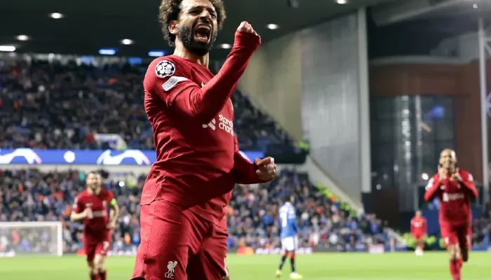 Mohamed Salah took just six minutes and 12 seconds to complete his hat-trick against Rangers