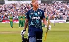 England Ben Stokes leaves the pitch after being caught LBW during his last ODI during the first One Day International match between England and South Africa