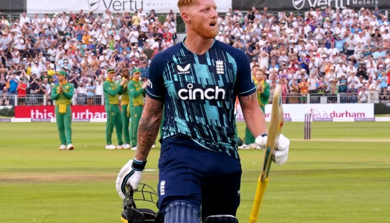 England Ben Stokes leaves the pitch after being caught LBW during his last ODI during the first One Day International match between England and South Africa