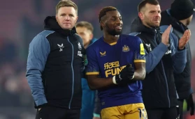 Newcastle United manager Eddie Howe and Allan Saint-Maximin