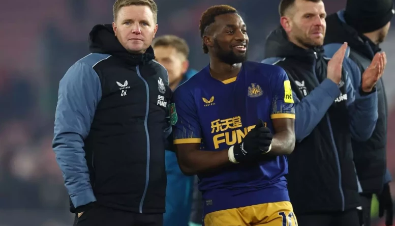 Newcastle United manager Eddie Howe and Allan Saint-Maximin