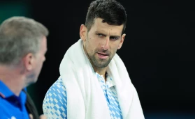 Novak Djokovic of Serbia takes medical time out