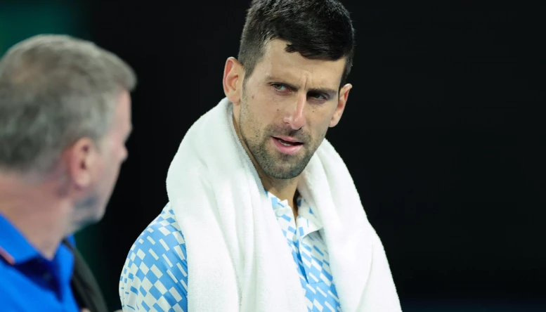 Novak Djokovic of Serbia takes medical time out