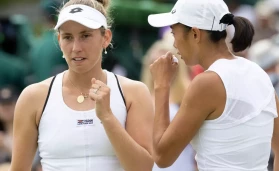 Elise Mertens and Shuai Zhang entered the women's doubles semi-finals at Wimbledon
