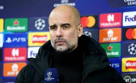 Pep Guardiola speaking to the press on Wednesday evening