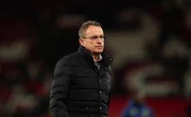 Ralf Rangnick during the Premier League match at Old Trafford with Spurs