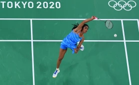 Sindhu Pusarla of India competes at Tokyo 2020