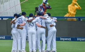 The Indian test team huddle before a recent match