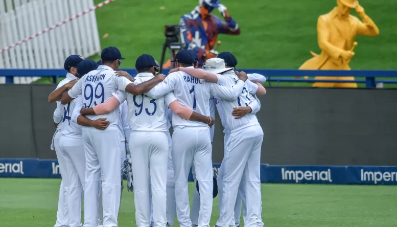 The Indian test team huddle before a recent match