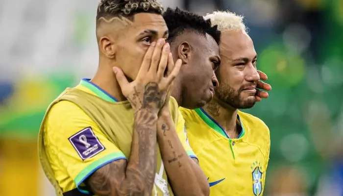 Tear time for Team Brazil after a disappointing defeat to Croatia.